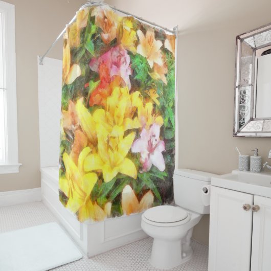 Lilies Liebe und leichte Wasserfarbe Duschvorhang (Beispiel)