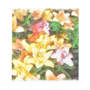 Lilies Liebe und leichte Wasserfarbe Notizblock