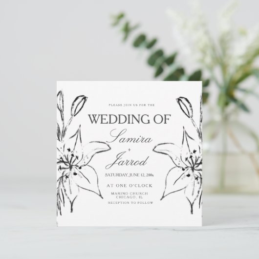 Lilies Line Art Ink (Stehend Vorderseite)