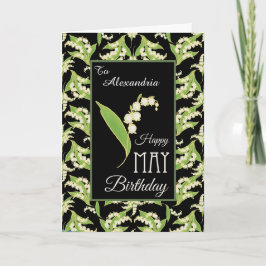 Lilies May Birthday Card to Personalize, Black Karte