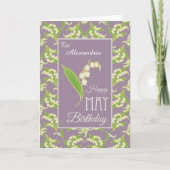 Lilies May Birthday Card to Personalize, Mauve Karte (Vorderseite)
