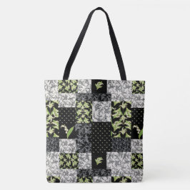 Lilies-of-the-Valley Imitats Patchwork in Black Tasche