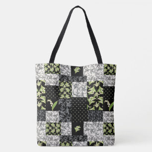 Lilies-of-the-Valley Imitats Patchwork in Black Tasche