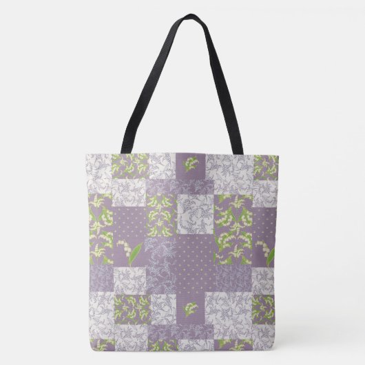 Lilies-of-the-Valley Imitats Patchwork in Mauve Tasche (Vorderseite)