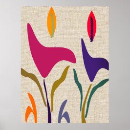 Lilies on Linen Poster