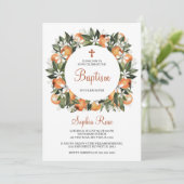 Lilies & Orange Blumentaufen Einladung (Stehend Vorderseite)