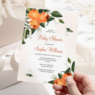 Lilies & Orange Floral Baby Dusche Einladung