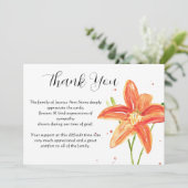 Lilies Orange Floral Beerdigung Tod Vielen Dank Einladung (Stehend Vorderseite)
