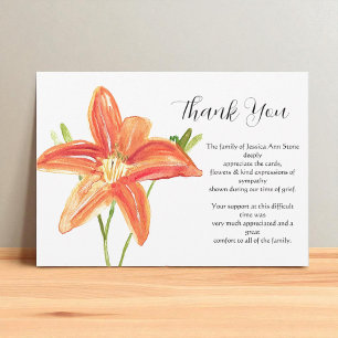 Lilies Orange Floral Beerdigung Tod Vielen Dank Einladung