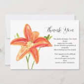 Lilies Orange Floral Beerdigung Tod Vielen Dank Einladung (Vorderseite)