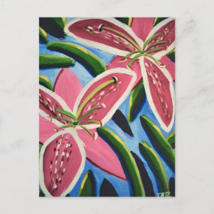 Lilies Painting Postcard von Jasmine Blumenkunst Postkarte