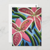 Lilies Painting Postcard von Jasmine | Blumenkunst Postkarte (Vorne/Hinten)