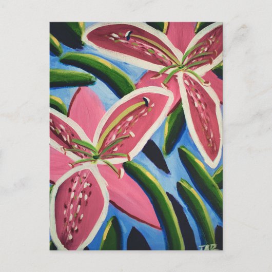 Lilies Painting Postcard von Jasmine | Blumenkunst Postkarte (Vorderseite)