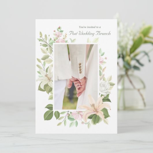 Lilies Post Hochzeit Einladung (Stehend Vorderseite)