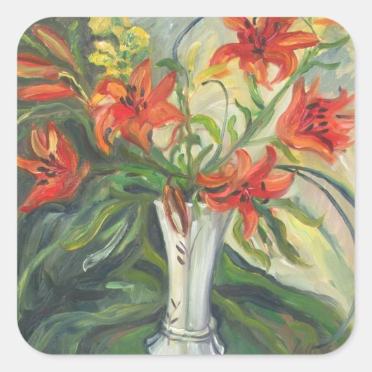 Lilies Quadratischer Aufkleber (Vorderseite)