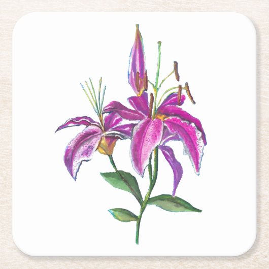 Lilies Rechteckiger Pappuntersetzer (Vorderseite)
