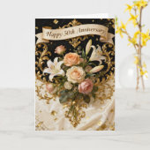  Lilies Roses and Gold 50th Wedding Anniversary Karte (Gelbe Blume)