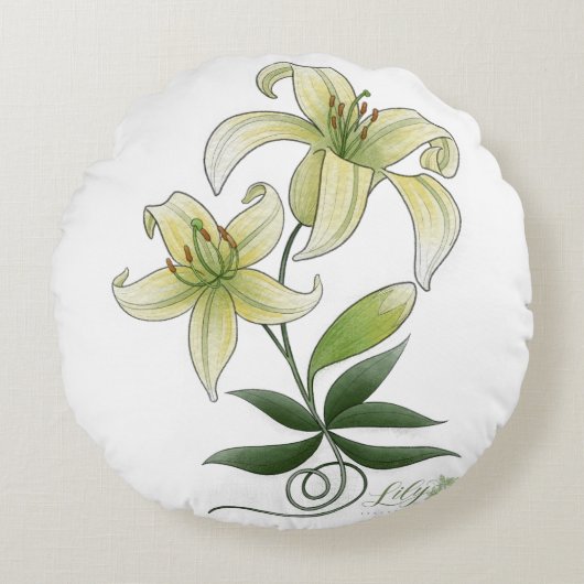 Lilies Rundes Kissen (Vorderseite)