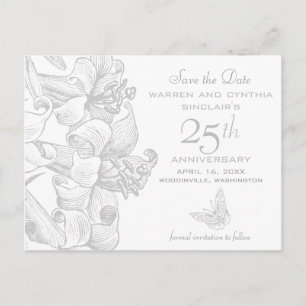 Lilies Save the Date Silver 25. Jahrestag Ankündigungspostkarte