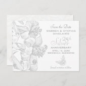 Lilies Save the Date Silver 25. Jahrestag Ankündigungspostkarte (Vorne/Hinten)