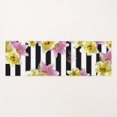 Lilies Striped Muster Add Name oder Initialen flor Yogamatte (Vorderseite (Horizontal))