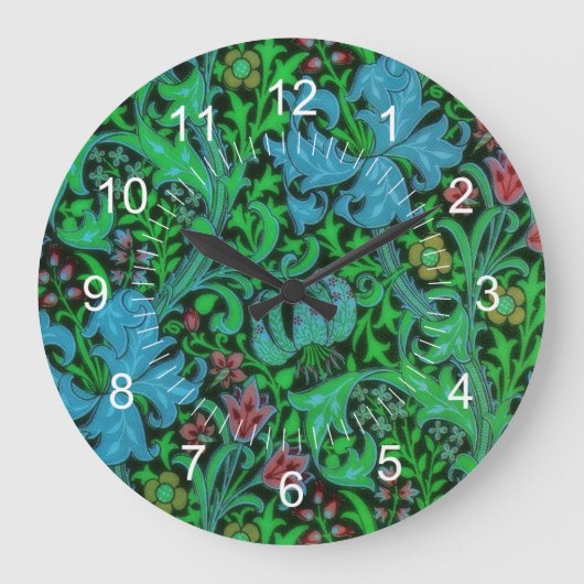 Lilies Vintages Blumenmuster Große Wanduhr (Vorderseite)