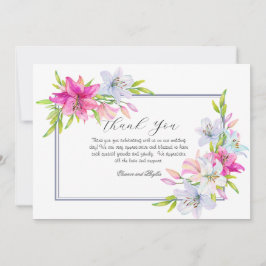 Lilies Watercolor Wedding Dankeskarte
