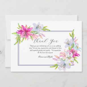 Lilies Watercolor Wedding Dankeskarte