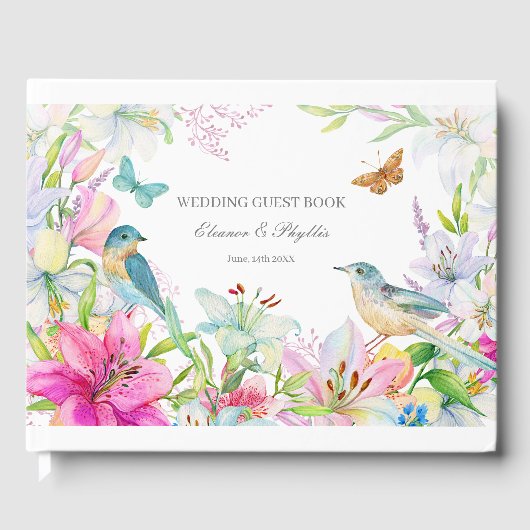 Lilies Watercolor Wedding Gästebuch (Vorderseite)