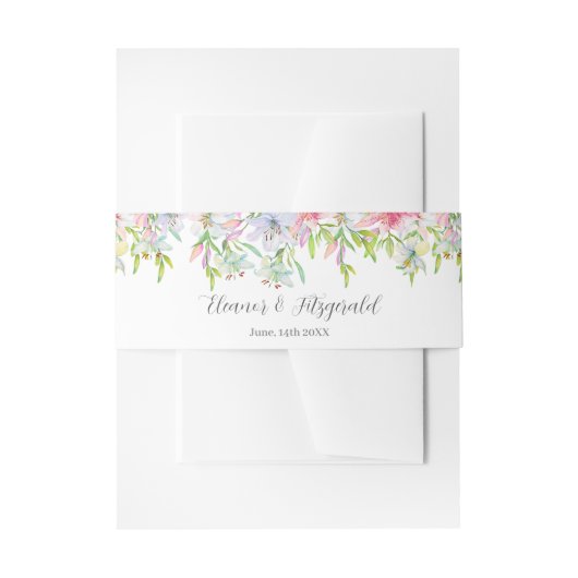 Lilies Watercolor Wedding Invitation Bly Band (Vorderseite Beispiel)