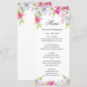 Lilies Watercolor Wedding Menu Menükarte (Vorne/Hinten)
