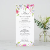 Lilies Watercolor Wedding Menu Menükarte (Stehend Vorderseite)