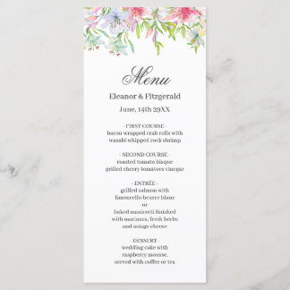 Lilies Watercolor Wedding Menu Menükarte