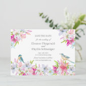 Lilies Watercolor Wedding Save The Date (Stehend Vorderseite)