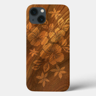Lilikoi Hibiskus-hawaiische Imitat-Holz-iPad Air Case-Mate iPhone Hülle