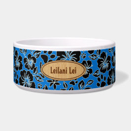 Lilikoi Tatzen-hawaiisches Hibiskus-Monogramm-Blau Napf