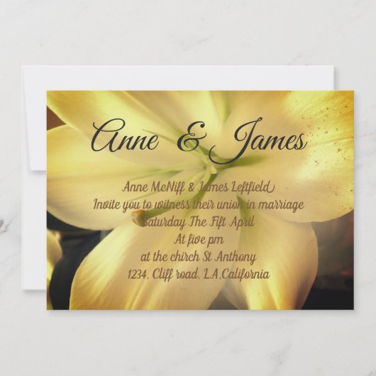 Lilium Blume Foto Hochzeit Einladung (Vorderseite)