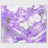 Lilla Lila Silver White Marble Shiny Glam Geschenkpapier (Flach)