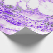 Lilla Lila Silver White Marble Shiny Glam Geschenkpapier (Ecke)