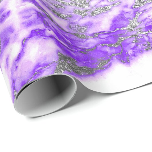 Lilla Lila Silver White Marble Shiny Glam Geschenkpapier (Rolleneckpunkt)