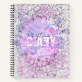 Lillac Azure Watercolor Black Ink Muster Border Notizblock (Vorderseite)