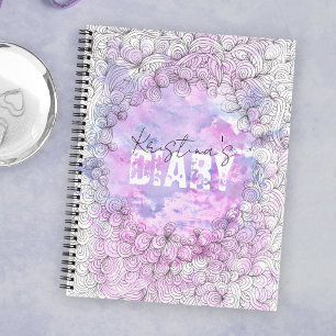 Lillac Azure Watercolor Black Ink Muster Border Notizblock