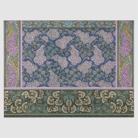 LILLACS UND BLÄTTER Art Nouveau Floral Seidenpapier (Vorderseite)