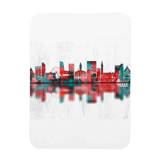 Lille France Skyline Magnet (Vertikal)