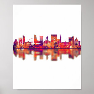 Lille France Skyline Poster