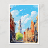 Lille France Vintage Illustration Postkarte (Vorderseite)