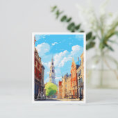 Lille France Vintage Illustration Postkarte (Stehend Vorderseite)