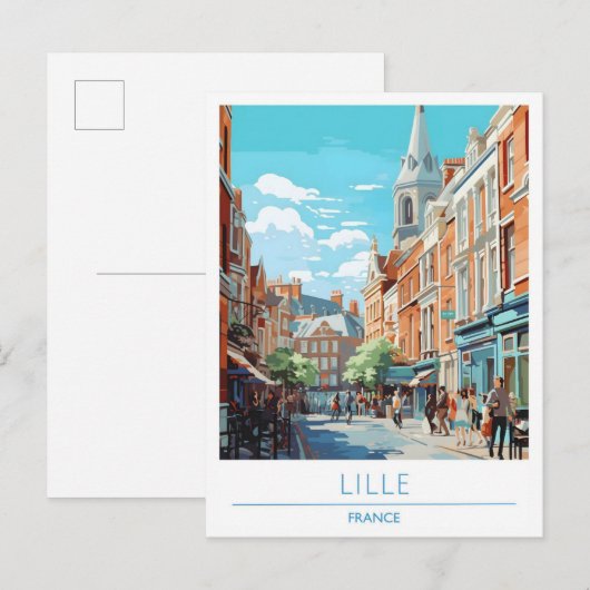 Lille France Vintage Travel Postkarte (Vorne/Hinten)
