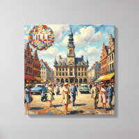 Lille Frankreich Stadtplatz Vintage Spannleinwand
