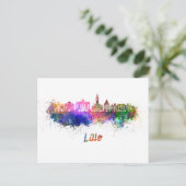 Lille skyline im Watercolor Postkarte (Stehend Vorderseite)